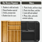 9-Slots Bamboo Drawer Organizers for Kitchen, Expandable Silverware Drawer Organizer, Multipurpose Utensil Organizer for Kitchen Drawers, Large Cutlery Drawer Organizer for Spoons, Forks & Knives - Image 4
