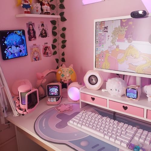 Cute Monitor Stand Kawaii Desk Organizer Cute Desk Organizer with Drawers Monitor Riser Computer Stand - Image 6