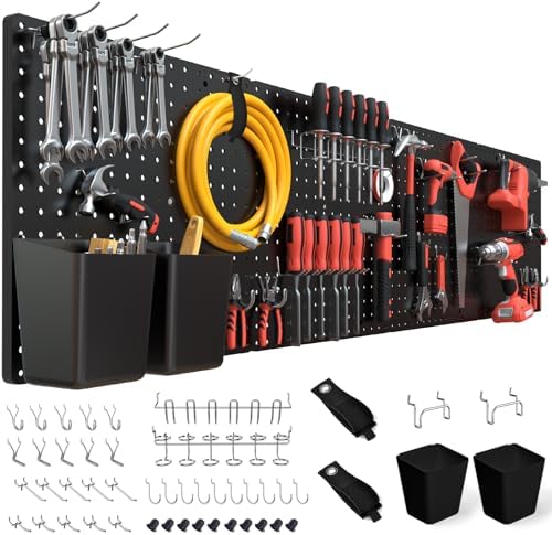 FZK Modular Plastic Peg Board Wall Organizer Kit, 16x16, Black by FZK