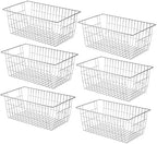 Slideep Farmhouse Wire Organizer Storage Bin Basket with Handles, Food Storage for Kitchen Cabinets, Pantry, Closet, Bedroom, Bathroom, Office 6 Pack by WelcometotheSlideep