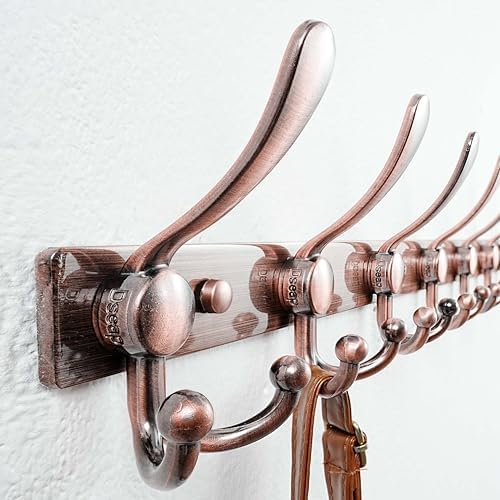 Dseap Coat Rack Wall Mount 37 Inch, Heavy Duty 12-Gauge Base vs Flimsy 1mm, Double-Thick Solid Anti-Snap Hooks, 16” Stud-Mount, Stainless Steel 10-Hook Hanger for Closet Entryway, Antique Copper - Image 2