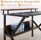 ODK 27.5 Inch Small Desk with Storage & Monitor Stand, Black - Image 5