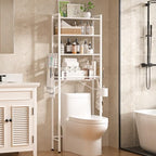TETOTE Over-The-Toilet Storage Rack, 4-Tier Bathroom Organizer Shelf Over Toilet with Adjustable Shelf and Basket, Freestanding Space Saver Bathroom Shelves Above Toilet for Room(White) by TETOTE