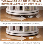 Muwuele 5 Tier Solid Wood Rotating Bookshelf Tower on Wheels, White - Image 5