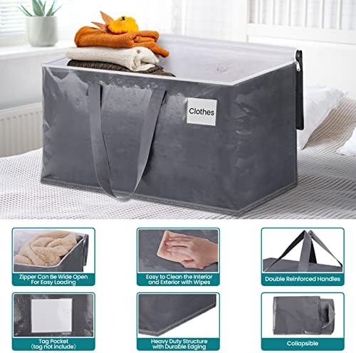 Fabspace Heavy Duty Moving Bags, 125L Collapsible Storage Totes, 8-Pack - Image 3