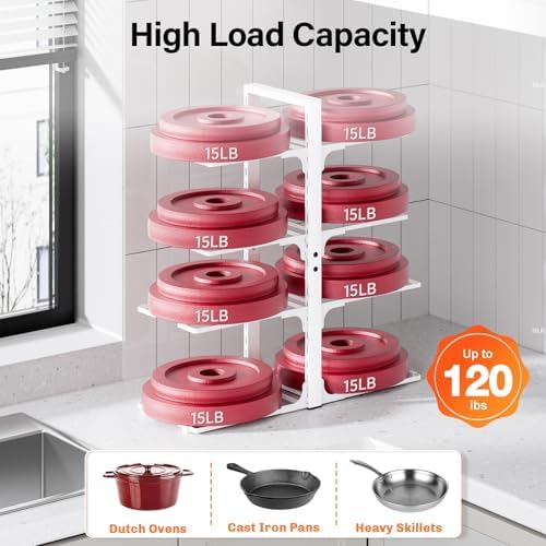 MUDEELA 8-Tier Heavy Duty Pots and Pans Organizer for Cabinet, 20.8"H White - Image 3