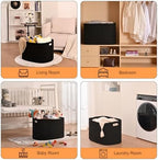 ICERZCZ Large Black Blanket Basket, Storage Baskets for Blankets, Woven Baskets for Storage, Woven Cotton Rope Basket for Toys, Clothes, Shoes, Books, Black, 25”x16”x16” (105L) - Image 4