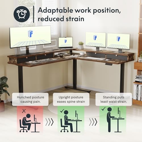 FLEXISPOT Reversible L-Shaped Corner Standing Desk with Monitor Shelf - Image 5