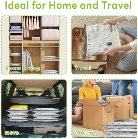 12 Pack Vacuum Bags for Travel with USB Pump,Cordless Travel Vacuum Bag Set for Luggage and Suitcase,Portable Space Saver Storage Seal Packing Bags for Clothing - Image 5