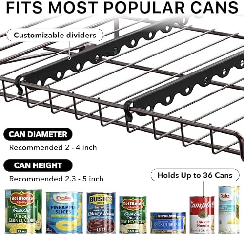 Simple Houseware 3-Tier Stackable Can Organizer Rack Hold 36 Cans, Bronze - Image 6
