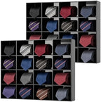 2 Pack Tie Box Organizer Wall Mounted Black Acrylic with 16 Compartments, Tie Organizer for Drawer, Tie Holder for Men Belt Scarf Necktie Storage for Closet and Home by Rainmae