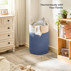 Nunsino Laundry Hamper 75L,Large Laundry Basket for Clothes,Decorative Storage Basket for Blankets,Cotton Rope Woven basket for bedroom,Navy Blue - Image 2