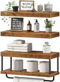 QEEIG Bathroom Floating Shelves Over Toilet (Brown, Set of 3, 15.7") by QEEIG