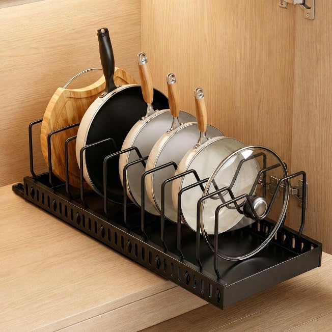 PureBox Pull Out Pots and Pans Organizer Under Cabinet Adjustable Length by Unknown