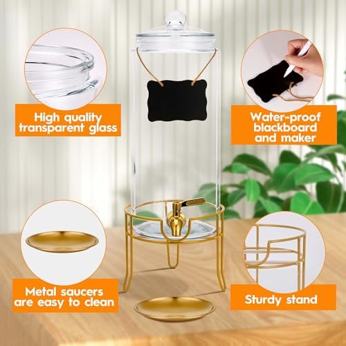 Drink Dispensers for Parties, 1 Pack 1.5 Gallon Beverage Dispenser with Stand, Drink Dispenser With Glass Lid, juice dispensers for parties - Image 5