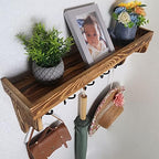 WEBI Wall Shelf with Hooks Underneath,24" Long Coat Rack Wall Mount with Shelf,5 Triple Hooks,Wall Shelves for Bathroom,Entryway,Rustic Brown - Image 6