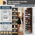 10 - Pocket Over - the - Door Hanging Shoe Organizers & Rack, Made of Sturdy 600D Oxford + Non - Woven Fabric, Space - Saving Storage for Shoes, Boots & More (Dark coffee color) - Image 2