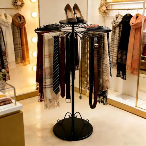 Rotatable Scarf Display Purse Tie Rack Shawl Stand Belt Hanger - Image 5