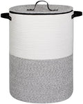 Laundry Basket with Lid, 15"x20" Tall Woven Blanket Storage for Living Room Bedroom, Round Baby Nursery Hamper with Zipper, Toy Bin, Large Cute Covered Clothing Basket for Towels, Shoes, Gray by Unknown