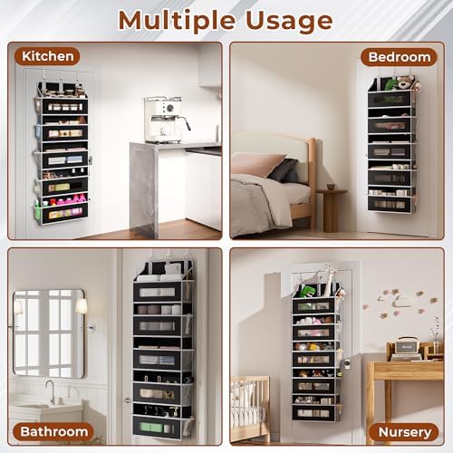 2 Pack 5 Tier Over the Door Organizer for Bathroom, Bedroom, Pantry, Black - Image 7