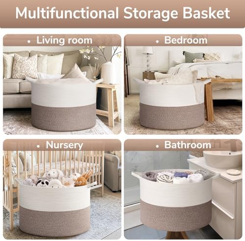 Goodpick Extra Large Woven Blanket Basket Living Room & Playroom, 115L - Image 6