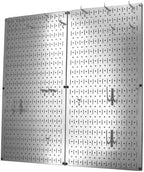Wall Control Kitchen Pegboard Organizer Pots and Pans Storage Rack Organization Kit with Metallic Silver Pegboard and White Accessories - Image 2