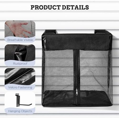 Large Mesh Slatwall Baskets 2 Sets, 16x16x12 Inch Slat Wall Mesh Baskets with 4 Hooks, 48L Mounted Hanging Slatwall Basket for Shop Garage Gym Toy Display Storage Panel Accessories - Image 3