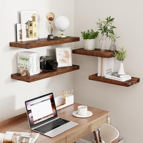 Fun Memories 32" W x 9.3" D Floating Shelves, Rustic Wood Deep Shelves for Bedroom, Kitchen, Living Room, Long Floating Shelf for Wall, Storage Display Wall Shelf for Books Decor, Rustic Brown - Image 6