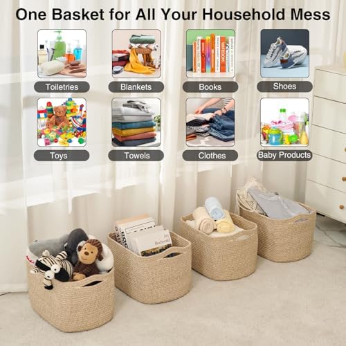 ICERZCZ Rope Storage Baskets for Organizing, 15x11x9 Mixed Brown 4 Packs - Image 3