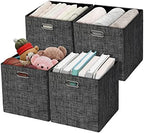 Posprica Collapsible Storage Cubes,11×11 Heavy Duty Fabric Stroage Basket Bins, 4pcs,Black by Posprica