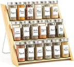 Orii 18 Jar Bamboo Compact Spice Rack with Spices Included & 5-Year Free Spice Refill Program for Countertop or Kitchen Drawer with Glass Jars by Orii