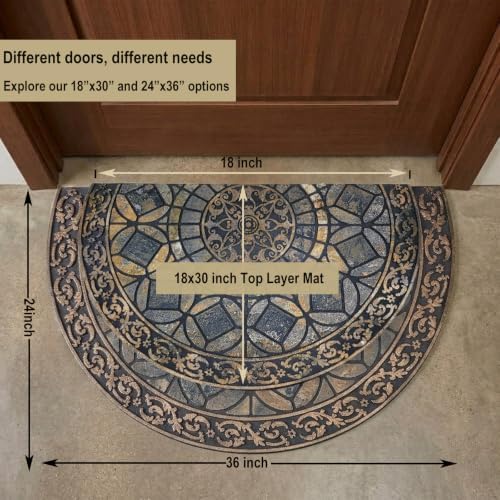 CHICHIC Entrance Door Mat Large 18 x 30 Inch Entry Way Doormat Front Door Rugs Outdoors Heavy Duty Welcome Mat Non Slip Rubber Back Low Profile for Garage, Patio, High Traffic Area, Grey - Image 3