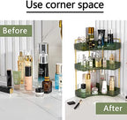 shuang qing 3-Tier Corner Bathroom Counter Organizer – Classic Storage Shelf for Makeup, Perfume & Toiletries, Space-Saving Countertop Tray Fits Bathroom, Dresser, Kitchen (Sage Green) - Image 5