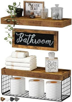 QEEIG ‎Bathroom Shelves with Decor Sign (Brown, 15.7") by QEEIG