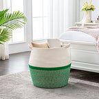 KAKAMAY Woven Baskets for Storage(17"x17"),Large Cotton Rope Woven Baby Laundry Hamper,Collapsible Laundry Basket, Blanket Basket for Organizing Living Room,Nursery,Pillows,Toy Chest(Green) - Image 7