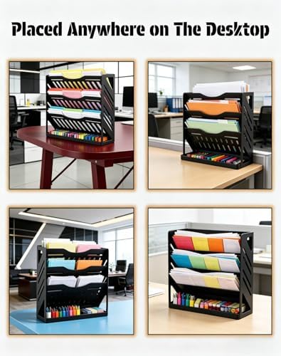 Yuxh 13" 4-Tier Clamp-On Desk Shelf, Metal File Organizer - Image 6