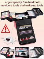 Large Makeup Nail Polish Organizer Bag, Makeup Case Storage Box, Pink - Image 4