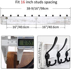 WEBI Coat Rack Wall Mounted,38 9/16" Long,10 Hooks,Wood Coat Hooks Wall Mounted Coat Hanger,Hook Rack Rail,Triple Hooks for Hanging Coats,Clothes,Jacket,Farmhouse,Black/White,2 Packs - Image 3