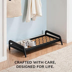 Anji Mountain Heavy Duty Waterproof Wooden Shoe Storage Mat Organizer/Boot Storage Tray Multi Use for Entryway with Coir, Tan and Black Trellis Insert, 1 Tier, Fits 3 Pair (36.5" Wide) - Image 5
