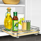 LYNK PROFESSIONAL® Élite™ Pull Out Spice Organization for Cabinets - 10-3/8 inch Wide – Spice Rack for Inside Cabinets – Wood/Chrome - Sliding Spice Rack Organizer for cabinet – Spice Rack - 1 Tier by LYNKPROFESSIONAL