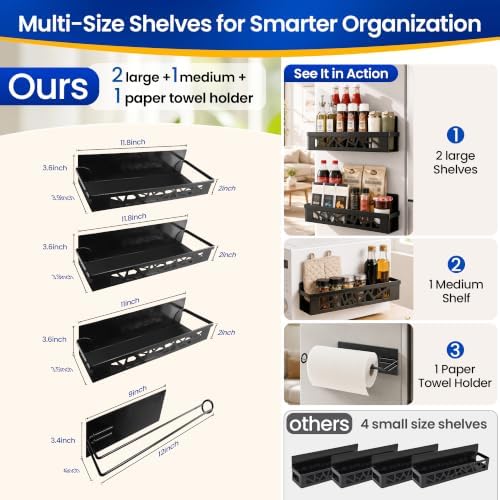 Magnetic Spice Rack with Paper Towel Holder,4 Pack refrigerator organizer - Image 3