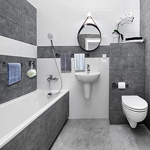 Towel Bar for Bathroom Matte Black, 27Inch Towel Rack Wall Mounted, Thicken Round Bath Towel Holder Rod SUS304 Stainless Steel, Heavy Duty Dish Cloths Hanger for Bathroom, Kitchen - Image 2