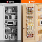 Delamu Narrow Over The Door Pantry Organizer, 8-Tier Metal Pantry Door Organization and Storage for Easy Install, Hanging Spice Rack Shelves, Door Organizer for Kitchen, 4.65"D x 13"W x 65"H, White - Image 5