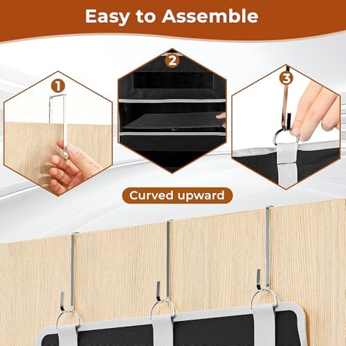 2 Pack 5 Tier Over the Door Organizer for Bathroom, Bedroom, Pantry, Black - Image 6