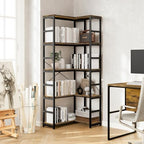 NUMENN 5-Tier Corner Bookshelf, 27"L*23"W*66''H L-Shaped Bookcase, Vintage - Image 2