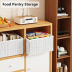 Vagusicc 2 Packs Large Wicker Storage Basket, Closet Storage Baskets Bins for Shelves, Decorative Collapsible Baskets for Organizing Clothes Toy Nursery Bathroom Organizers and Storage, White - Image 7