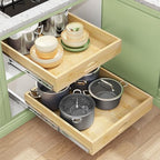 2Pack Pull Out Cabinet Organizer, Soft Close Wooden Slide Out Drawers for Pots, Full-extension Roll Out Shelves for Kitchen Cabinets, Pantry Organization, Bottom and Side Mount(15"W X 21"D x 3.4''H) by Kitstorack