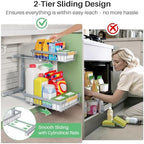 Kitstorack Under Sink Organizer, 2 Tier Under the Sink Storage, Slide out Pull out Cabinet Organizer Shelf, Metal Sliding Drawer for Kitchen Bathroom Pantry Closet Organization Rack, Grey, 1 Pack - Image 6