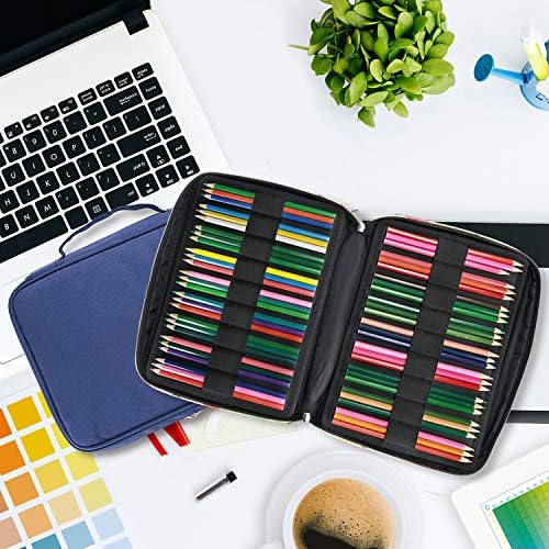 YOUSHARES 166 Slots Colored Pencil Case, 110 Slots Gel Pens fo Coloring Case Organizer, Handy Multilayer Color Pencil Holder for Glitter Gel Pens, Refills, Colored Pencils for Adults & Artist (Blue) - Image 5
