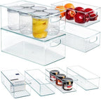Hudgan 8 PACK Stackable Pantry Organizer Bins (3 Size) - Clear Fridge Organizer for Kitchen, Freezer, Refrigerator, Cabinet - Plastic Storage Container with Handle for Home by HUDGAN